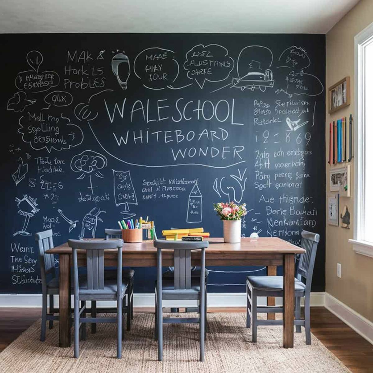 Interactive Chalkboard Wall Wonder homeschool room idea