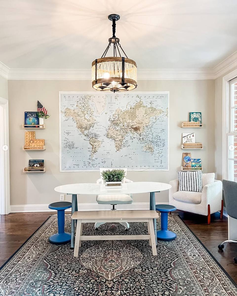 Modern Industrial Homeschool room idea