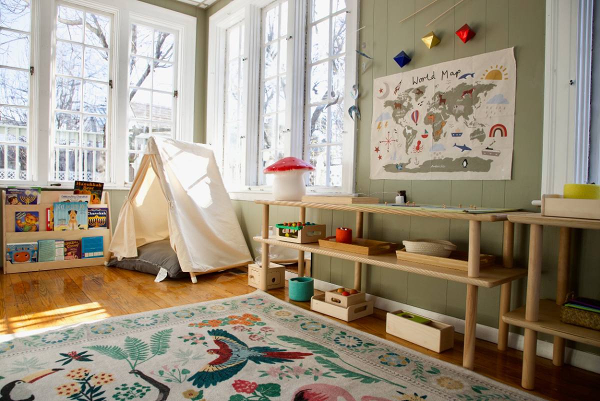 Montessori-Inspired Sunroom homeschool room idea