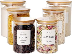 glass jars with bamboo lid