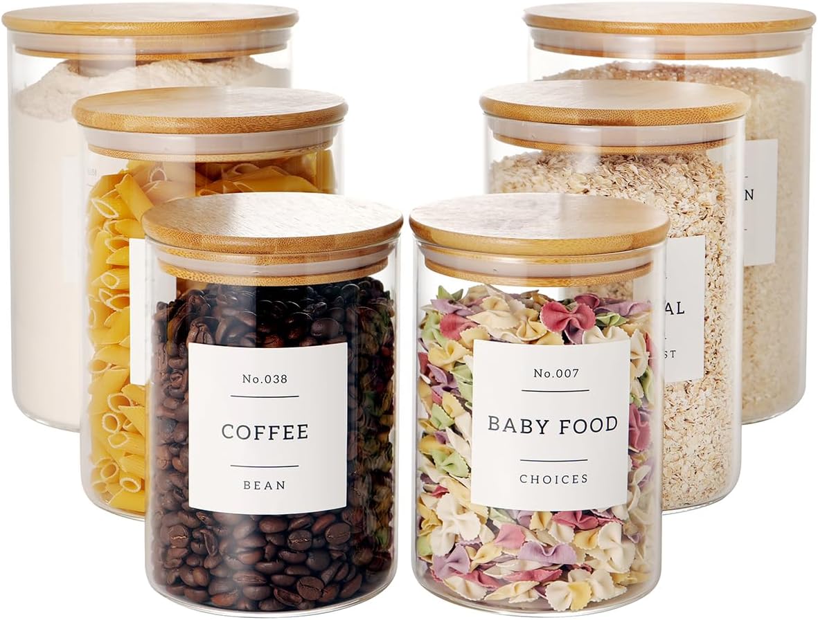 glass jars with bamboo lid
