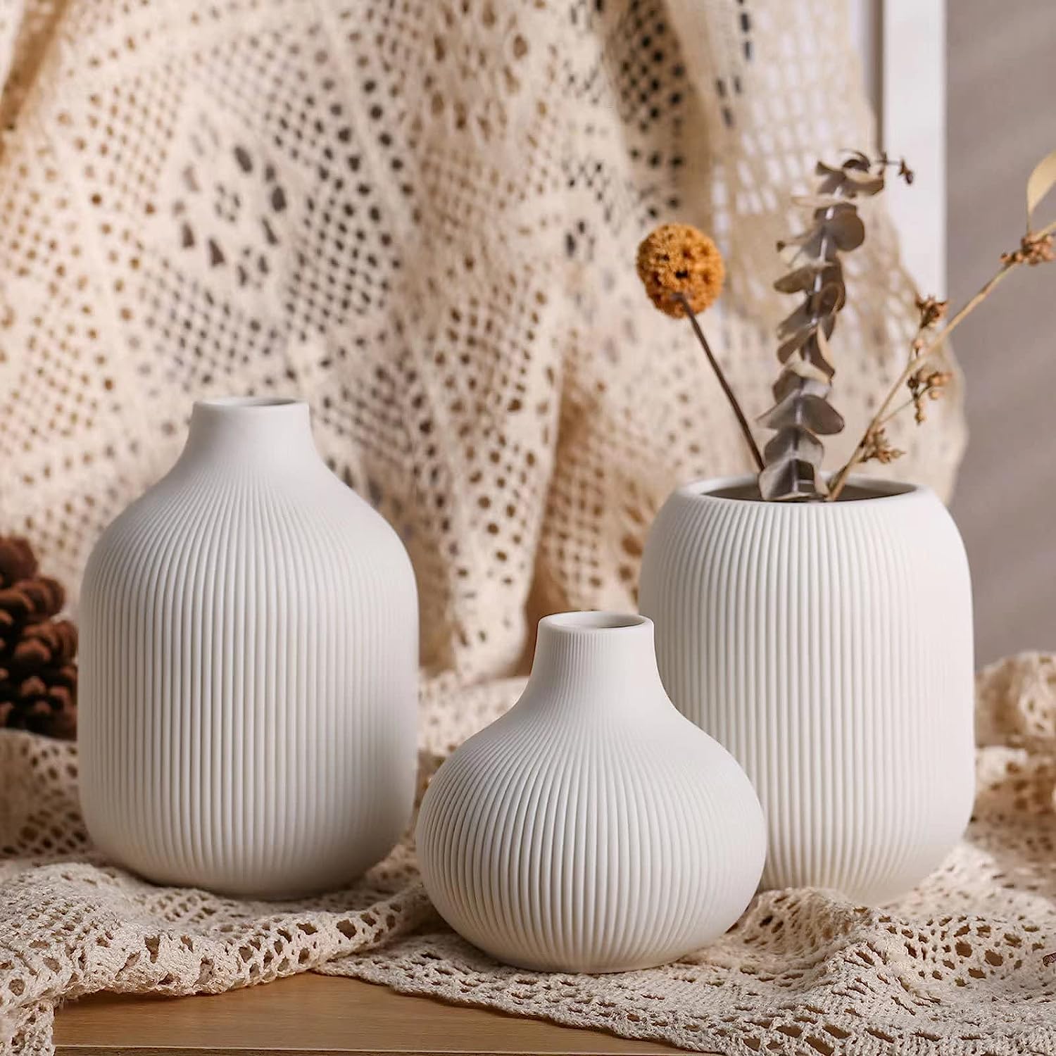 modern minimalist white ceramic decor vases