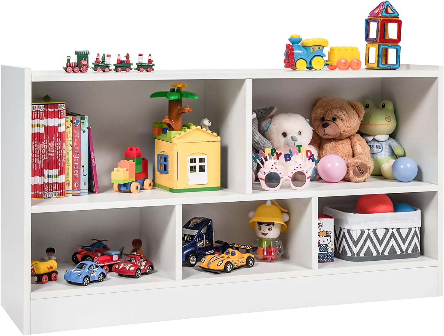 white montessori bookshelf