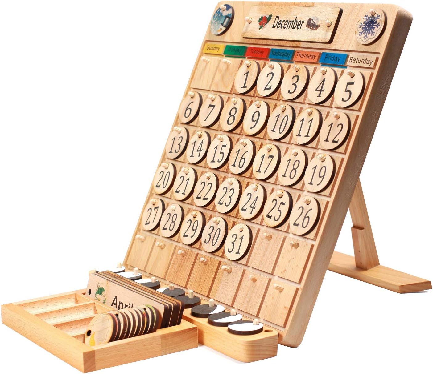 wooden kids calendar