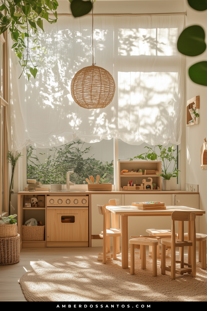 Montessori-Inspired Sun-Soaked Kitchen Corner Playroom