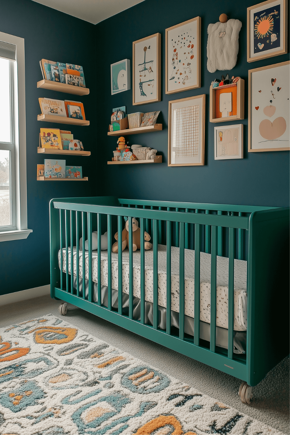 baby-boy-nursery-room-teal-library-whimsical