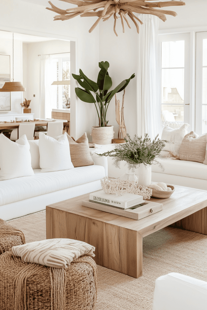 Breezy White Living Room with Natural Accents