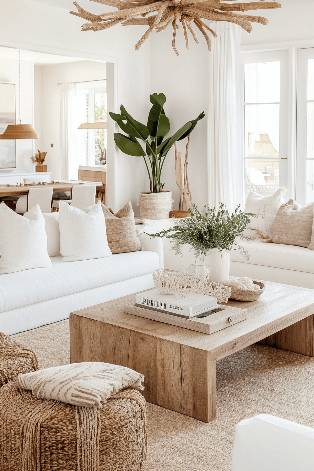 Breezy White Living Room with Natural Accents