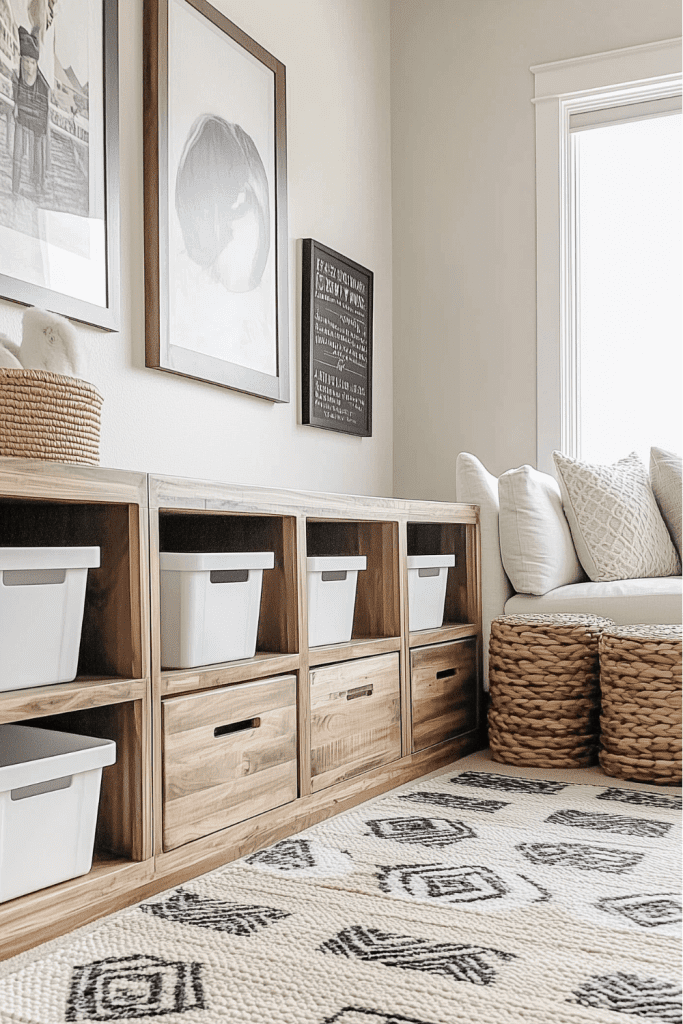 living-room-playroom-combo-rustic-modern-storage