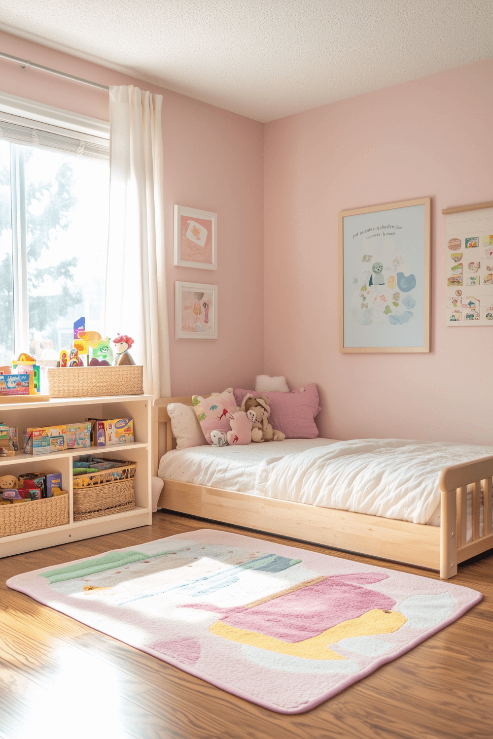19-montessori-bedroom-ideas-pink-abstract-decor