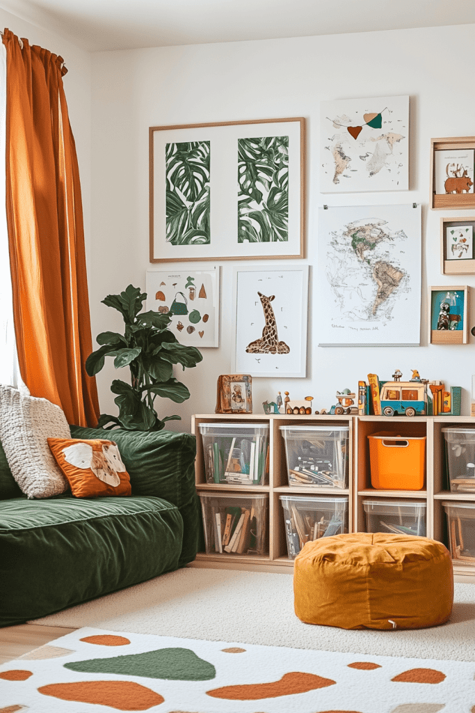 living-room-playroom-combo-safari-green-orange
