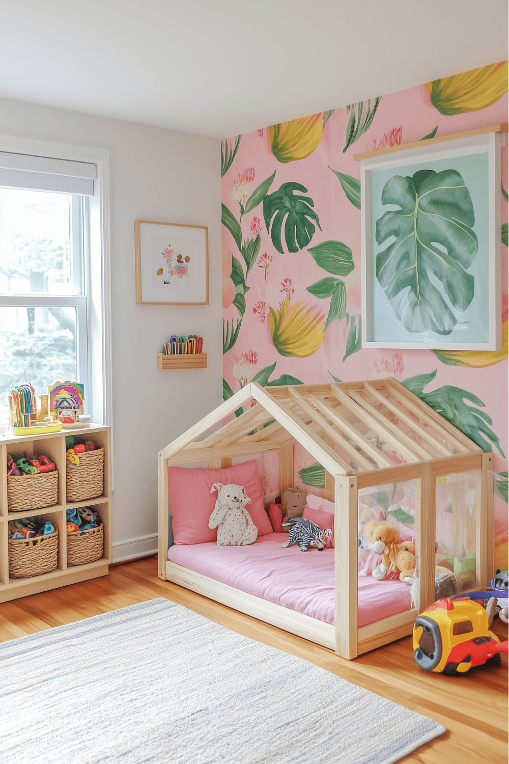 31-montessori-bedroom-ideas-tropical-pink-botanical