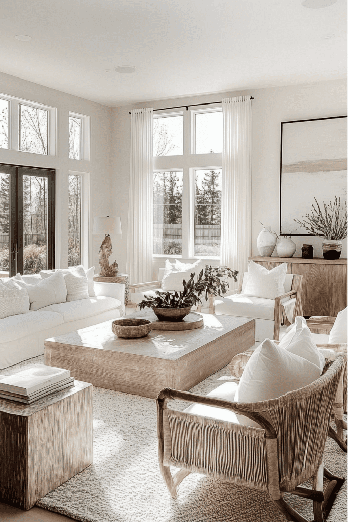 Serene Coastal Living Room with Minimalist Design