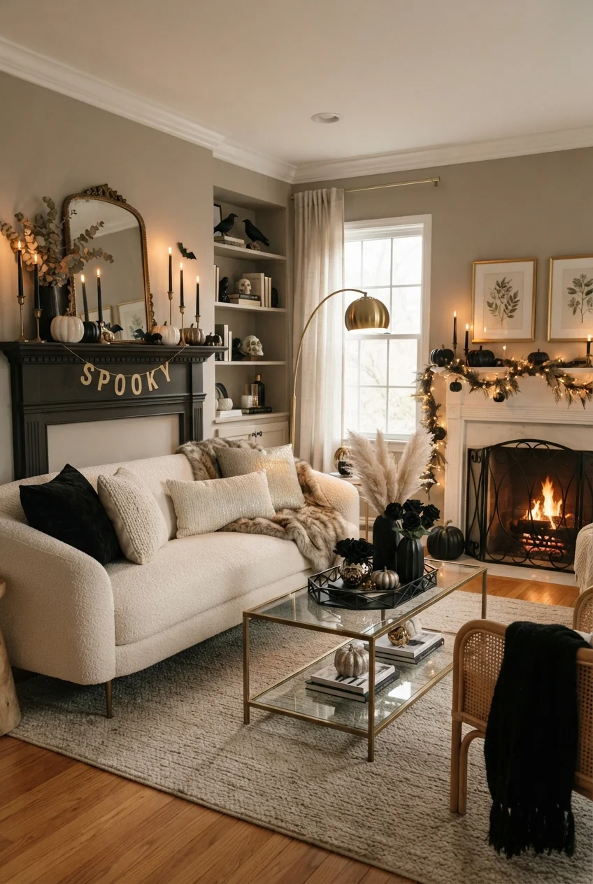 neutral halloween decor